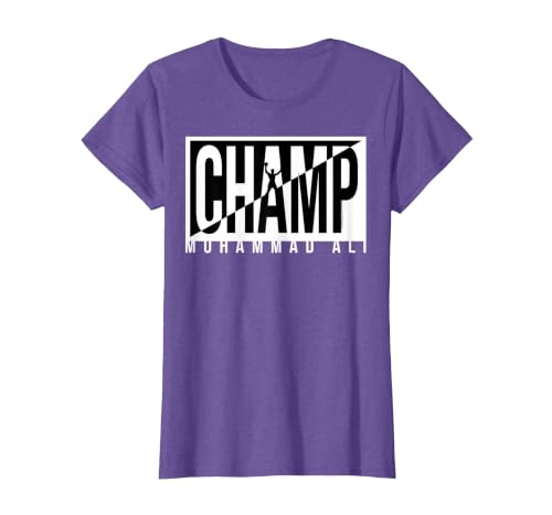 Muhammad Ali - Champ Black and White T-Shirt, Women, Purple Heather, XX-Large