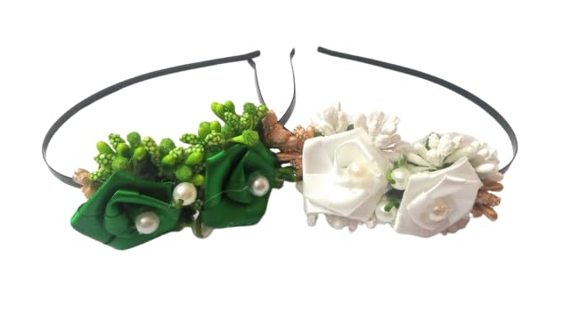 GINNI COLLECTION Combo of 2 Rose Flower Headband, Hairband,Handmade Hair Band For Girls & Women (Green-White) (B0CWZ3RYD6) Amazon Price History, Amazon Price Tracker