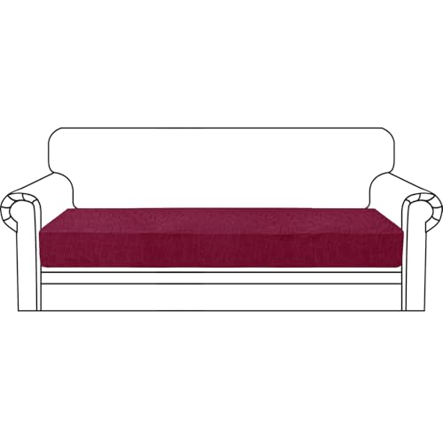MAXIJIN Waterproof Sofa Seat Cushion Cover Jacquard Fabric Sofa Seat Cover Non-Slip Couch Seat Slipcover Protector with Elastic Bottom (Wine Red