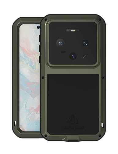 FONREST Full-Body Rugged Case for Huawei Mate 80/80 Pro, Heavy Duty Metal Armor Shock-Snow-Proof Aluminum Silicone Outdoor Protective Cover with Tempered Glass, Supports Wireless Charging (Green)
