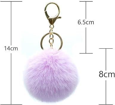 2 Pcs Pink Cute Pompom Keychains Fluffy Faux Fur Ball Keychain Artificial Faux Rabbit Fur Keychain Fluffy Plush Ball Bag Hanging Pendant Purse Charm Key Holder Women Accessories - Image 9