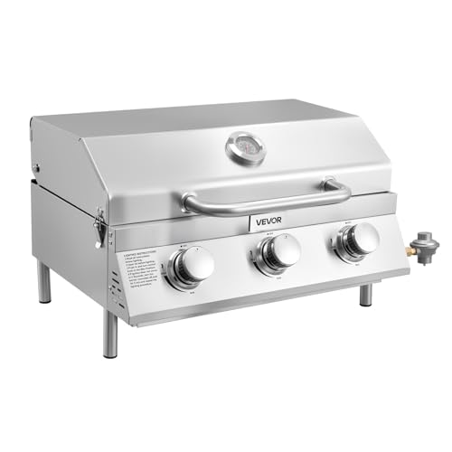 VEVOR 3-Burner Stainless Steel Portable Gas Grill 22,500 BTU
