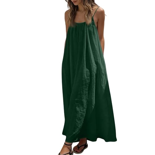 Image of HTHLVMD Backless Cami Dress Summer Dresses for Women 2026 Spaghetti Strap Dresses Womens Solid Color Backless Cami Dress