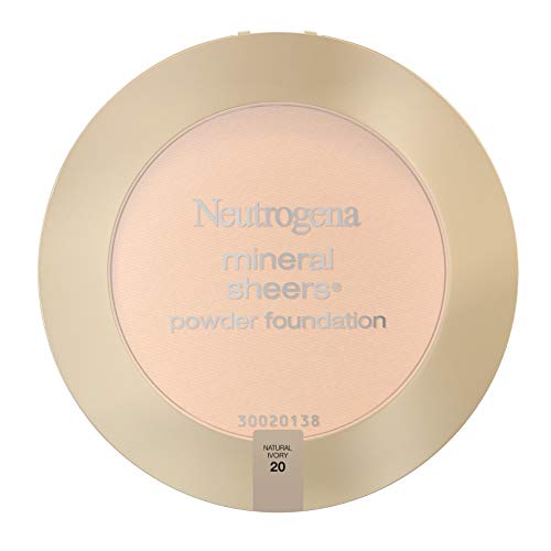 Neutrogena Mineral Sheers Compact Powder Foundation, Lightweight & Oil-Free Mineral Foundation, Fragrance-Free, Natural Ivory 20, .34 oz