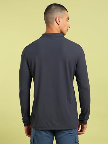 Image of TECHNOSPORT Mens Slim Fit Polyester Active Wear Collar Polo T-Shirt with Long Sleeves for Workout, Sports