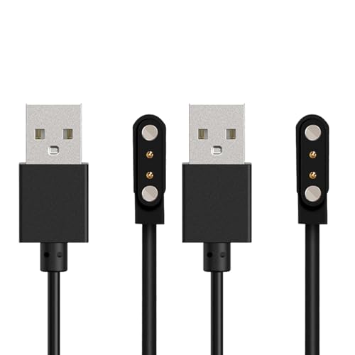 2pcs Smart Watch Charger Cable 2 Pin 4mm Magnetic Universal USB Watch Charging cable Compatible with YAMAY SW022 Ticwatch GTX AGPTEK LW11 Radley Reflex Sekonda Xiaomi Nerunsa Solar AcclaFit