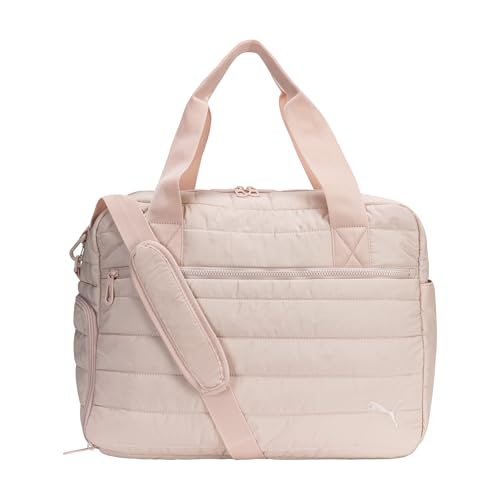 PUMA Isla Carryall feminino, moderno Weekender com bolso para sapatos, alça removível e estilo acolchoado, Quartzo rosa, One Size, Isla Carryall, Weekender moderno com bolso para sapatos, alça