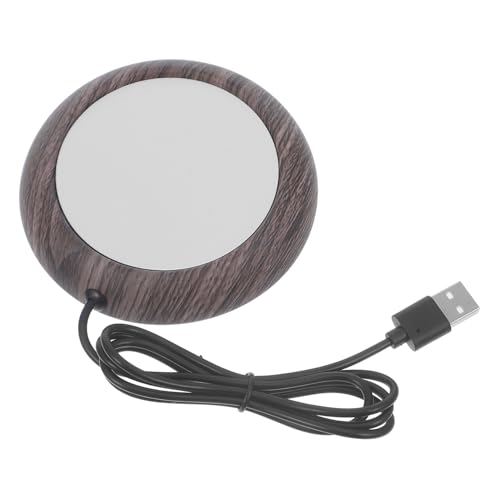 BRIGHTFUFU Heated Coffee Mug Warmer Desk Cup Warmer with Deep Grain Finish Electric Heating Coaster for Coffee Tea and More for Home and Office Use