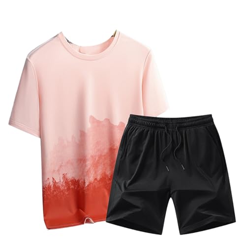 Ensemble 2 Pièces Été Homme Short Large et T-Shirt Fluide en Soie Glacée