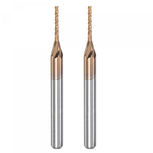 Image of uxcell End Mill CNC Router Bits, 1 /8 inch 3.175mm Shank 1mm x 7mm Titanium Coated Tungsten Carbide Engraving Milling Cutter for PCB Plastic Fiber Wood 2pcs