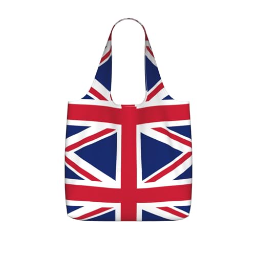 CNTDBU Bolsa de compras plegable con bandera británica, ligera, reutilizable, plegable, para comestibles, mochila de viaje de 25 litros con cordón para el trabajo y el gimnasio