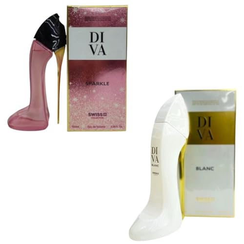 Image of Diva Sparkle & Diva Blanc Spray Perfume Set, 100 ml / 3.4 fl oz Each | Long-Lasting Fragrances | Eau de Parfum | Pack of 2