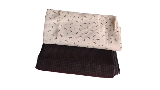 Men's Unstitched Fabric Combo Set, Dark Brown Check Trouser 1.20m and Cream Printed Shirt 2.30m, Premium Suiting Material-picture-12