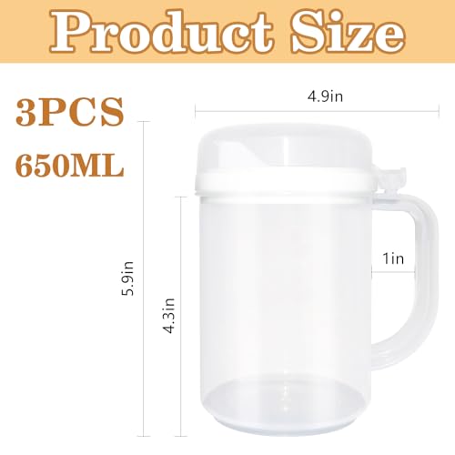 JLXCCHZJ 3Pcs Child Safe Easy Pour Mini Pitchers for Early Learning,Clear Plastic with Lid & Handle,Ideal for Water,Milk & Juice in Classroom,Nursery & Home(22 Oz)