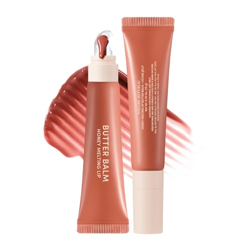 Image of Nature Republic Honey Melting Lip Butter Balm - Hydrating Tinted Balm with Peptides, for Sheer & Glossy, Smooth & Soft Lips (LYCHEE JELLY)