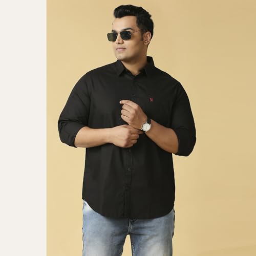 Image of Thomas Scott Men's Plus Size Cotton Casual Shirt | Regular Fit | Long Sleeves | Spread Collar | Solid | Soft & Breathable | Everyday Comfort Shirt for Men