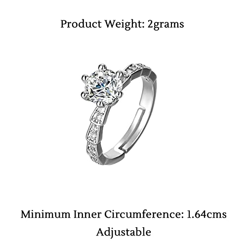 Adjustable Crystal Ring for Stone Finger, Silver Toned, A5 Crystals