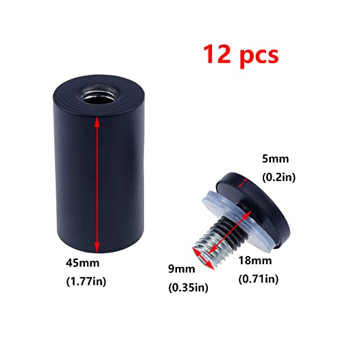 Image of Antrader Glass Standoff 1 inchx2 inch, Stainless Steel Sign Standoff Screws, Hollow Advertising Standoff Mounts,Glass Acrylic Nail, Pack of 12, Matte Black
