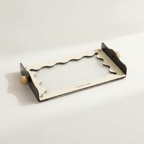 Bandeja decorativa para recibidor YWMJZEU de madera con panel ondulado 6