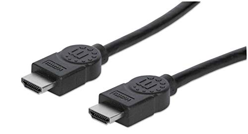 Manhattan 323222 - Cavo HDMI ad alta velocità con canale Ethernet (HEC ARC 3D 4K) da HDMI maschio a HDMI maschio schermato nero 3 m