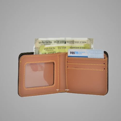 Image of Mens Leather Wallet and Keychain Combo Name Leather Wallet Keychain for Mens Personalized Wallet Keychain Set with Wallets Keychains for Men | Customised Gift Set for Men with Name & Charm, Red