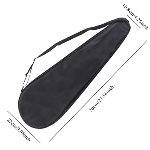 UQMIQURA Badminton-Tasche Wasserdicht, Tragbare Badminton-Rucksack Umhängetasche, 70 cm x 22 cm x 2,5 cm, Schwarz, 2 Schläger, Reißverschluss, Einstellbarer Tragegurt
