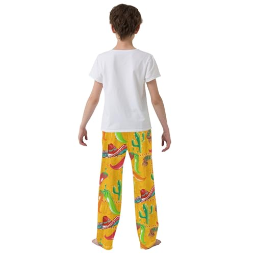 ZZXXB Mexico Chilli Boys Long Pants Soft Trousers Elastic Waist Kids Lounge Bottoms with Pockets S-XL3