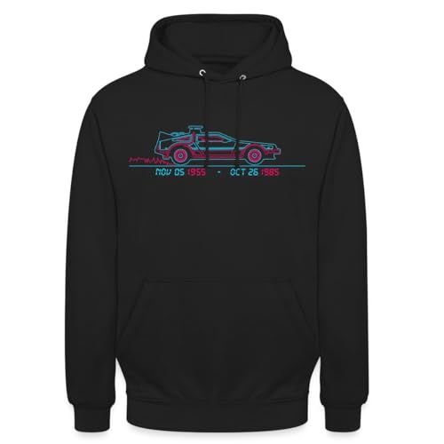 Image of Back To The Future Delorean With Time Travel Dates Unisex Hoodie
