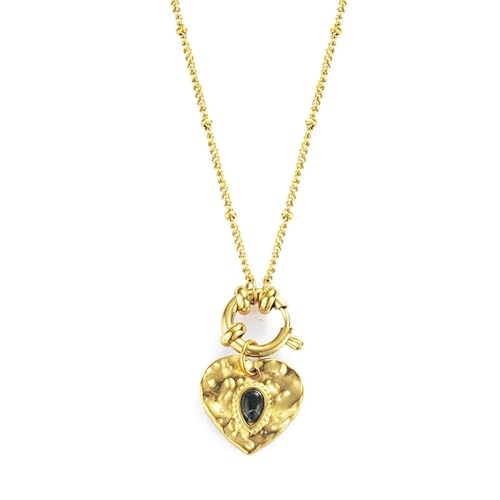 Collier en pierre naturelle en forme de pêche chaîne clavicule coeur