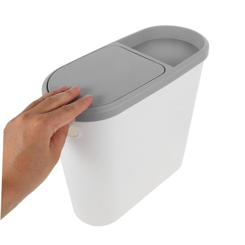 Caneca de basura rectangular blanca con tapa de presión miniatura 7