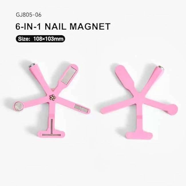 6-IN-1 Cat Eye Magnet for Gel Nail Polish,Multifunctional Powerful Magnetic Cat Eye Magnet for Nails,5-Star Shape Nail Magnets,Nails Art DIY Design Supplies for Salon,Pink.-uaiePXQW