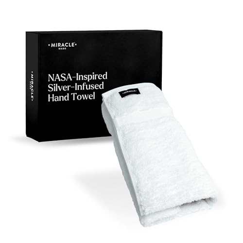 Miracle Made® Hand Towel - White 18 x 28 inches - Premium 100% Long Staple Silver Ion Silver Ion Cotton Bath Towel Cloth - Ultra Soft Plush Fade Resistant Highly Absorbent Quick Drying Bath Sheet