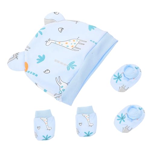 WEKAMOS Conjunto de Algodón para Recién Nacido con Gorro Manoplas y Calcetines Suaves Cálido y Transpirable para Cuidado Delicado de Niña Fácil de Poner y Proteger Cabeza Manos y Pies