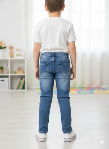 Image of A.T.U.N. (ALL THINGS UBER NICE) Boys Washed Denim Jeans | Regular Fit Stretchable Jeans with Mid Rise | Stylish Everyday Wear