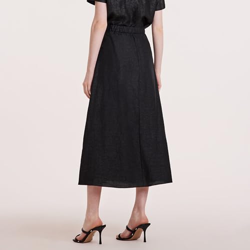 Women's A-line Midi Skirts Xiang Yun Silk Elastic High Waisted Business Casual Work Long Skirt3