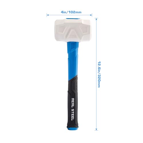 Image of Real Steel Rubber Mallet Hammer 16 OZ White Rubber Hammer with Solid Head, Double-faced Mallets for Flooring, Woodworking, Camping, Automotive 0319