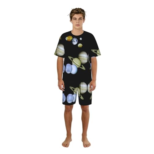 Pyjama d'été homme anti-chaleur ensemble short et manches courtes col rond