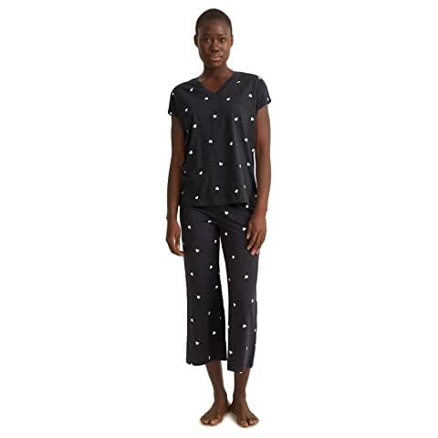 C&A Damen Pyjama Pyjamas Set|2er Pack Baumwolle Bedruckt dunkelgrau L Cover