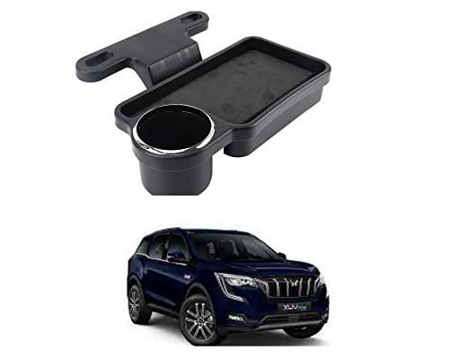Image of Oshotto (FT-04) Foldable Car Auto Headrest Rear Back Seat Table Drink Food Cup Tray Holder Compatible with Mahindra XUV-700 Black