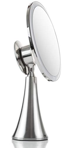 Evolvico 9 Inch Lighted Round Makeup Vanity Mirror, 5X/10X Dual Magnification With Ultra Bright Led Lights System, Rechargeable, Cordless, Touch Control Adjustable Brightness, Brushed Stainless Steel #TOP2