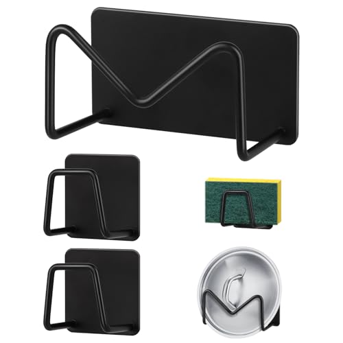 LOBVABA 3 Pièces Porte Eponge Evier, Porte Eponge Evier Auto Adhesif, 304 INOX, Support Eponge...