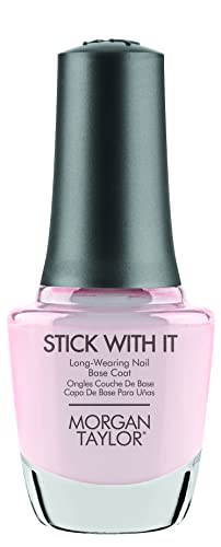 Morgan Taylor Stick With It Long Wear Base Coat - Professional Long-Lasting Nail Base Coat, Strengthens & Protects Natural Nails, Enhances Polish Adhesion & Durability, 0.5 oz