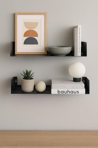 Image of myl Black Metal Wall Mounted Floating Shelf, U-Shape Storage Rack 4