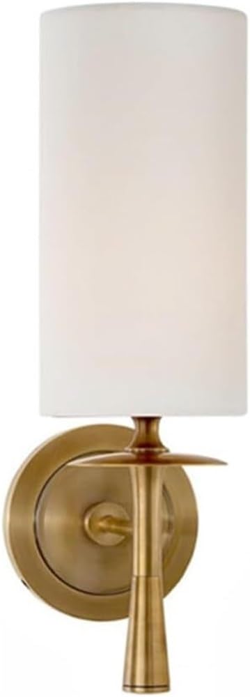 LYOUAE Modern All Copper Wall Sconces Black and Brass Fabric Lampshade Wall Lamp Bathroom Vanity Light Fixtures for Bedroom Living Room Hallway(Gold)