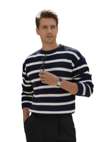 Image of Pivl Men's Winter Round Neck Striped Sweater