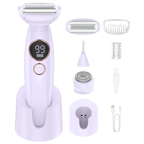 Rasierer Damen,3-In-1 Intimrasierer für Frauen,Gesichtshaarentferner für Frauen,Damenrasierer Elektrisch Nass-Trockenrasierer Ipx7 Wasserdicht Trimmer Damen,für Bikinizone Achseln Beine,USB-Aufladung