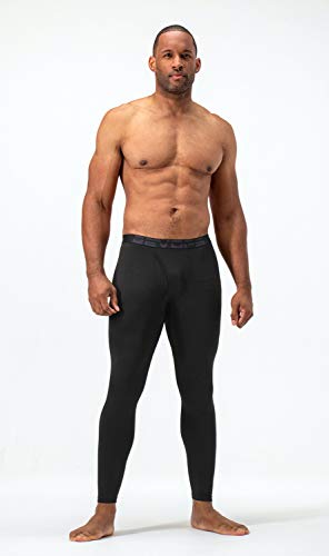 Devops Men's Thermal Compression Pants, Athletic Leggings Base Layer Bottoms With Fly (Large, Black/Black) #TOP3