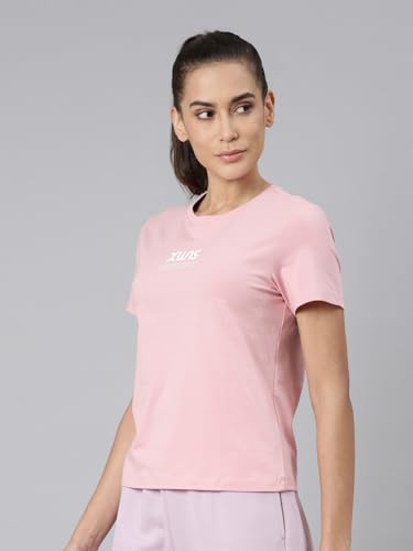 Image of XTEP Comprehensive Training Series, Slim Fit, Short Sleeve, Cotton+Elastene, Crew Neck Design, Twill Weave, Typography Printed Training T-Shirt for Women