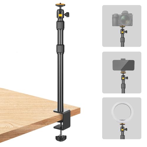 JEBUTU Camera Desk Mount, 43.5-102cm Adjustable Desk Light Stand, Tabletop C-Clamp Mount Arm with 1/4