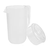 Hoement Tragbarer Getränkekrug aus Kunststoff mit Messskala 2400 Ml Großer Mattierter Saftkrug mit Deckel Transparenter Wasserkrug für Familienfeiern und Partys